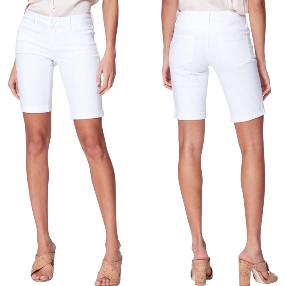 PAIGE Women's “Jax” White Denim Knee Shorts